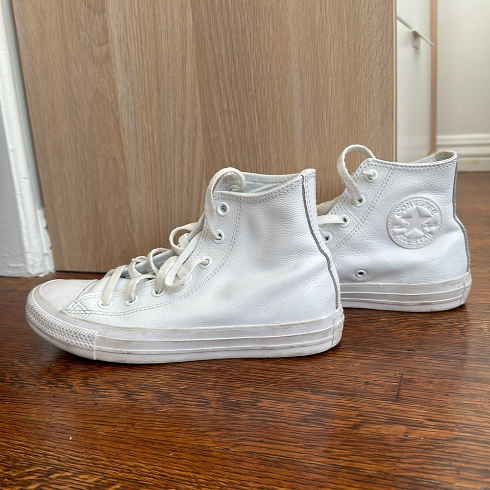 White leather high top converse - almost brand new.